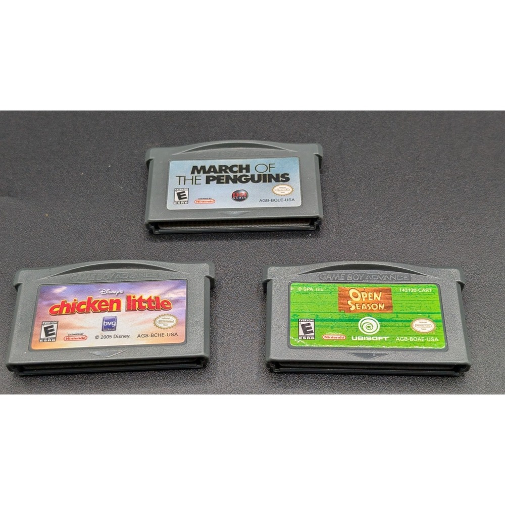 Nintendo GameBoy Advance Game Lot Of 3 (Chicken Little, Open Season, Penguin)